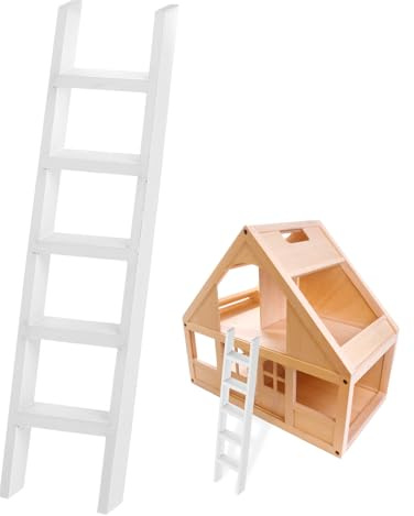 MOLUCKFU 12 Miniature Wooden Ladder White Dollhouse Accessory Mini House Stairs Mini Wood Ladder for Doll Furniture Craft