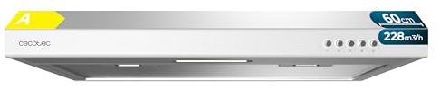 Cecotec Dunstabzugshaube 60cm Bolero Flux, 228 m³/h, Energieklasse A, BLDC-Motor, LED-Licht mit hoher Effizienz und innovativer Technologie für moderne Küchen mit langlebigen Komponenten