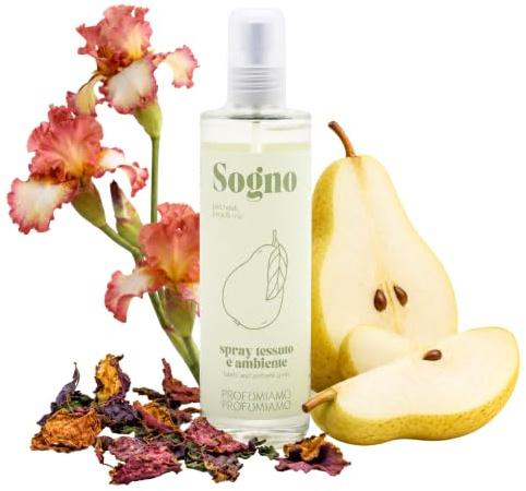 PROFUMIAMO Sogno Spray Profumato per Ambiente e Tessuti – Fragranza Patchouli, Pera e Iris – Made in Italy