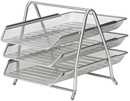 Osco 3TT-SLV - Bandeja para cartas de 3 niveles de malla metálica, color plateado, 3TT SILVER