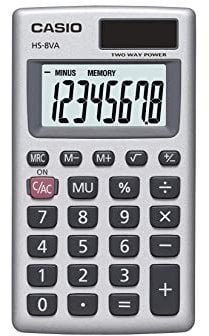 Casio HS-8VA-WK-UP 8-Digit Pocket Calculator, Silver