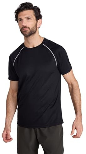 Mountain Warehouse Endurance Mens T-Shirt – Breathable Tee, UPF50 Protection, Lightweight Shirt, Comfortable & Quick Drying Top - for Gym, Travelling, Running Black 2XL