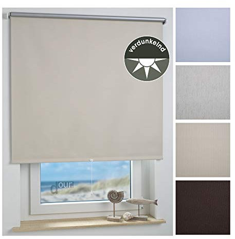 ourdeco® Rollo, Springrollo, Thermorollo, Verdunklungsrollo, Schnapprollo; Stoffbreite: 118 x Auszugslänge: 180 cm beige; Thermo-Beschichtung