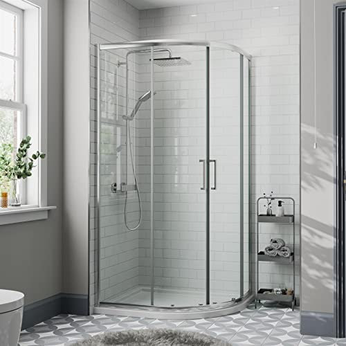 Diamond® 900mm Quadrant Shower Door Enclosure for Wet Room Cubicle Enclosures, 8mm Safety Glass, Polished Chrome, Framed