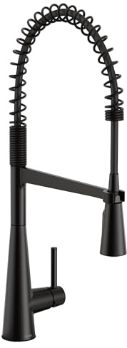 Moen 5925BL Sleek One-Handle Pre-Rinse High Arc Spring Pulldown Kitchen Faucet with Power Boost, Matte Black