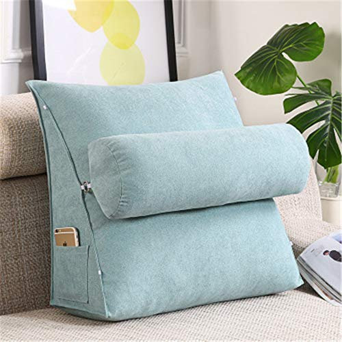 Hava Kolari Rückenkissen Nackenrolle Wedge Pillow tv Kissen für Sofa Bett Leinen, 60X50X20cm (Blau)