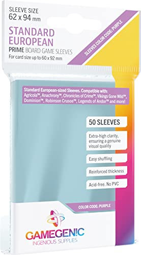 Gamegenic, Prime Standard European-Sized Sleeves, Sleeve Color Code: Purple