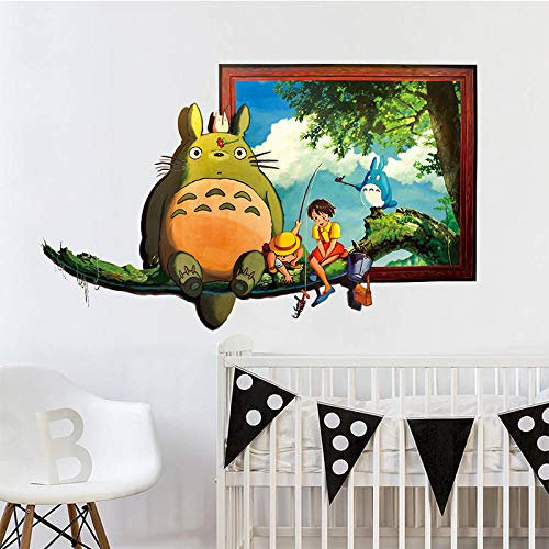 CSCH Wandtattoo Schöne Totoro 3d Fenster Wandaufkleber für Kinderzimmer Schlafzimmer Home Decoration Cartoon Film Wandkunst Diy Tiere Wandtattoos