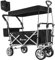 Tectake 800800 Chariot de Jardin à Main Pliable Remorque Transport 4 Roues Max 80 Kg Toit Amovible + Sac de Rangement – Diverses Couleurs (Noir)