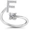 Bungsa F Ring Buchstabe - BUCHSTABEN RING silber mit Kristallen - biegbarer Fingerring/Zehenring Toering für Damen, Kinder & Herren