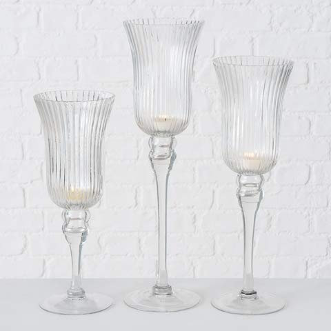Windlicht Manou Deko Glas lackiert transparent H 30-40 cm 3er Set