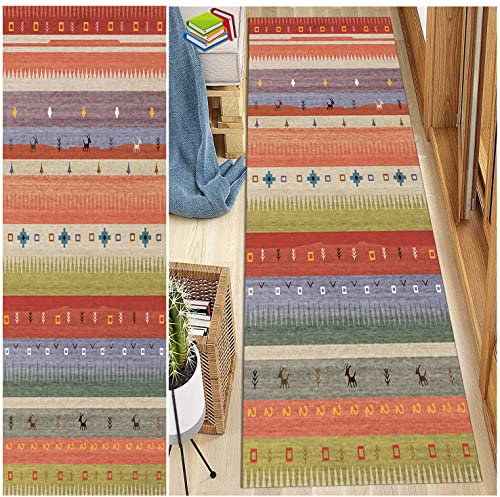 QIANGZI Läufer Teppich Flur Marokko Polyester Korridor Teppich Modern rutschfest Designer, Küchenläufer TeppichLäufer Waschbar für Flur Schlafzimmer Wohnzimmer(Size:120x800cm)