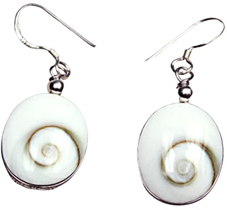 Operculum Shiva Auge Muschel Ohrringe Ohrhänger 925 Sterlingsilber