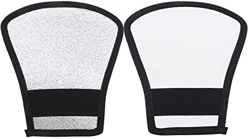 Create idea 2PCS Flash Diffuser Two-Sides Silver White Reflector with Elastic Band Bend Bounce Flash Reflector for Any Camera Flashes Head with Normal Size