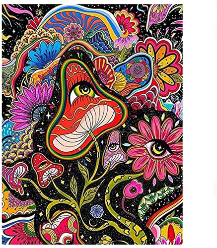 Mushroom Flowers Diamond Painting Kits - Sunflowers Picture 5D DIY Diamond Art for Adults and Kids - Gem Art Kits Accessories Full Drill Kit Crystal Pictures Home Wall Decor Gifts (12 x16in)