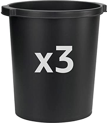 Djois Re-Solution Round Stackable Wastepaper Bin with Handles, 330mm x 315mm, 18 litres, Black (Pack of 3)