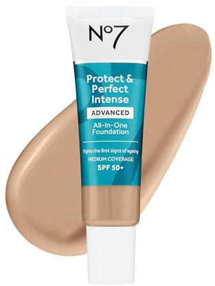 No7 Protect & Perfect Advanced All in One Foundation - Warm Beige - Age Defying Foundation Makeup with SPF 50 - Makeup Base Cream Helps to Reduces Redness & Blurs Visible Pores (30ml)