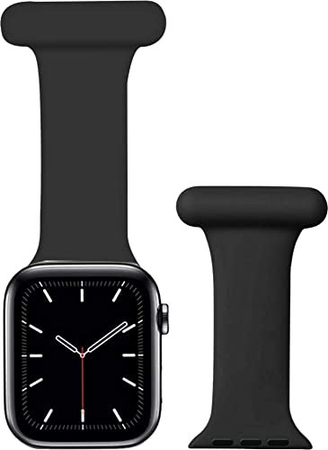 iWatch Strap Compatible with Apple Watch 42mm - 44mm, Infection Control Design Silicone Pin Fob for Nurses Midwives Doctors Healthcare Workers' iWatch Series SE/7/6/5/4/3/2/1 (Black)