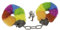 Spencer & Fleetwood Handschellen, pelzig, Regenbogenfarben