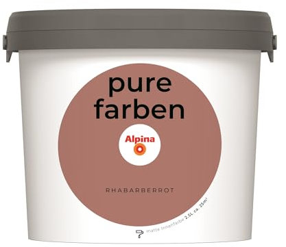Alpina pure farben Wandfarbe – Rhabarberrot – strapazierfähige und atmungsaktive Innenfarbe – ergiebig, gut deckend & reinigungsfähig – 2,5 Liter