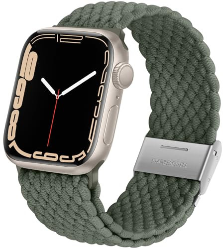 Anlinser Compatible con Correa Apple Watch 42mm 41mm 40mm 38mm, Pulsera Elástica de Bucle Solo Compatible con Apple Watch SE Serie 10 9 8 7-1, Verde