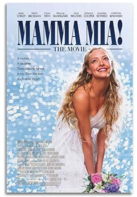 VZRSQZK Filmposter Mamma Mia!, dekoratives Gemälde, Leinwand-Wandposter und Kunstdruck, modernes Familienschlafzimmer-Dekor-Poster, 20 x 30 cm