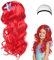 HIULLEN Kinderperücke Meerjungfrau, Arielle Perücke Kinder Kostüm Zubehör, Rote Kinder Prinzessin Kinder Rot Lang lockig Perücke für Karneval Fasching Mottoparty Cosplay