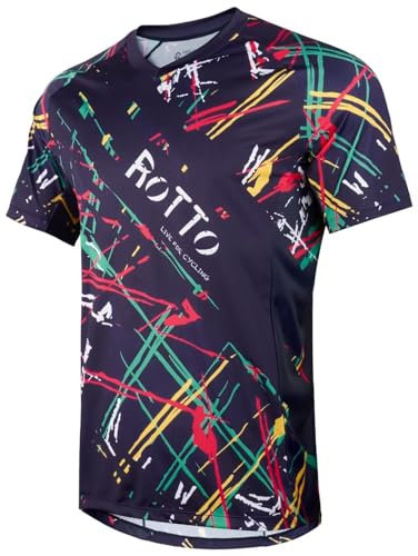 ROTTO Herren Mountainbike Trikot Kurzarm Radtrikot für MTB BMX Downhill Kurze Ärmel Schnell Dry, Cyberpunk-Stil