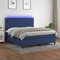 Youuihom Outdoor-Betten Garderobenbetten Sofa-Betten Polsterbetten Boxspringbett mit Matratze & LED Blau 160x200 cm Stoff Geeignet für Außenbereich, Bauernhaus, Schlafzimmer, Hotel