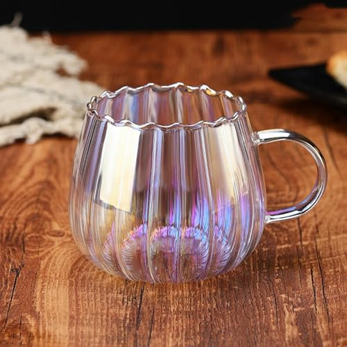 Tasses En Verre En Forme De Citrouille Tasses Transparentes En Forme De Citrouille Tasse À Café En cris-tal Tasse À Boire Avec Poignée Tasse En Verre En Forme De Citrouille Tasse À Thé Et Lait 400 Ml