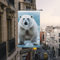 Flagge, 90 x 152 cm, für draußen, doppelseitige Willkommensflagge, vertikale Hausflagge, cooles Tier, weiß, Eisbär, Gartenflaggen, großes Urlaubsbanner mit Messingösen, dekorative Flaggen für den