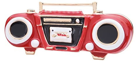 QQYDZSW Brosche Pin Corsage Art Deco Frauen Mädchen Pins und Broschen Emaille Rot Broschen Frauen Legierung Retro Sound Radio Band Diktiergerät Brosche Pins
