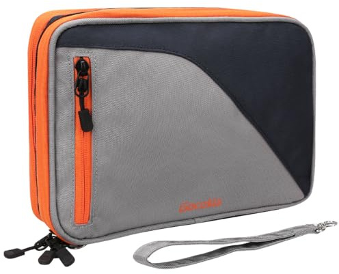 Gocokia Double Layer Travel Cable Organizer Bag with Hand Strap, Electronic Accessory Storage Bag for Data Cable, USB Charger, Phone, U Disk, Mice Accessories- Blue M