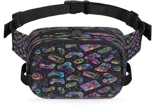 Bunte Game-Hüfttasche, multifunktionales Set für Reisen, Sport, Laufen, Bauchtasche, Geldbörse, Gürteltasche für Damen, Herren, Kinder, Mädchen, Jungen, farbe, XL, Taschen-Organizer