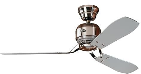 HUNTER FAN Ceiling Fan Industrie II 132 cm Indoor, and Wall Control, Brushed Chrome, 3 Reversible Blades Teak and Grey Ideal for Summer or Winter, Model 24542