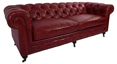 Vintage Line Chesterfield - 3-Sitzer Sofa - Leder Royal Rouge (dunkelrot) Echtleder Sofa Couch