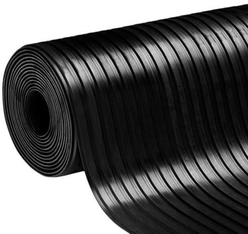 etm - Revêtement de Sol en Caoutchouc antidérapant - Tapis de Sol Usage Industriel - Protection amortissante Contre Les Chocs et l'usure pour Zones de Chargement - Breit gerippt, Noir 120x500 cm, 3mm