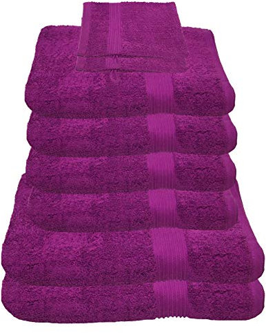 Julie Julsen 8 TLG Handtuchset 2 Badetücher 4 Handtücher + 2 Waschhandschuhe gratis Reine Baumwolle über 30 Farben Lila