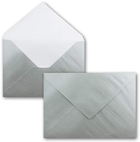 25x Mini Brief-Umschläge - Silber Metallic - 5,2x 7,6 cm -x Miniatur Kuverts mit Nassklebung für Blumen-Grüße, Grußkarten, Anhänger & Geld-Geschenke - FarbenFroh by GUSTAV NEUSER