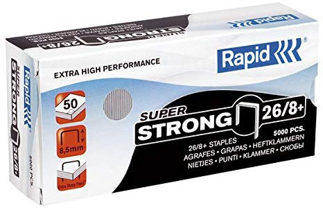 Rapid Heftklammern Super Strong 26/8+, galvanisiert, Sie erhalten 1 Packung, Packungsinhalt: 5000 Stück