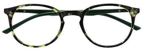 OPULIZE Met Grüne Schildpatt Lesebrille Groß Runden Komfortabel Herren Damen Federscharniere R60-6 +0,00