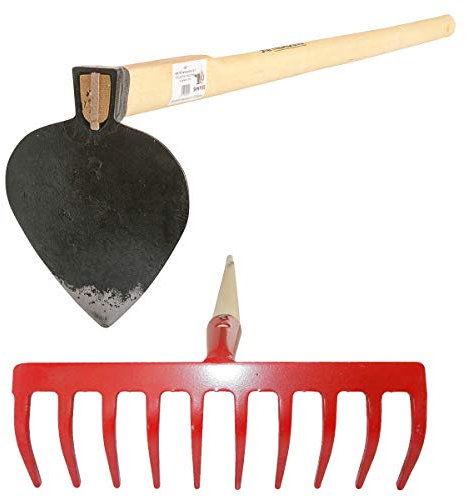 Gartenrechen mit 10 Zinken und Herzblatt Breithacke mit Holzstiel. Stark im Garten von SHW-FIRE