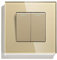 YGLONG Interruptor Pared 2 Gang 1 Way 2 Way Button Button Interruptor Estándar Interruptor para el hogar Negro Blanco Dorado con el Panel de Cristal de Cristal para el hogar Interruptor Doble