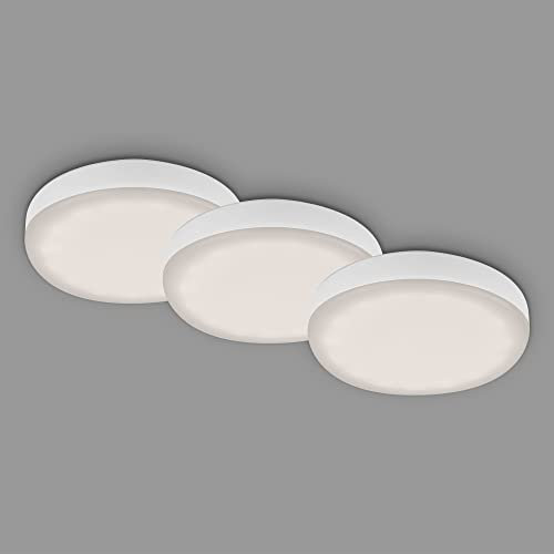 BRILONER Leuchten - 3er Set LED Einbaulampen Badezimmer rahmenlos, LED Einbaustrahler Bad, Einbauspots IP44, neutralweiße Farbtemperatur, 3W, 350 lm, 75 mm, weiß, 7061-436
