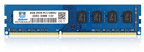 DDR3 1600 UDIMM PC3 12800U 8Go RAM, DDR3 1600MHz 8GB 2Rx8 PC3 12800U 240-Pin CL11 1.5V Mémoire pour Ordinateur de Bureau