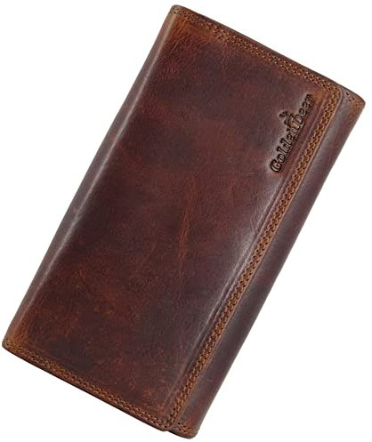 Golden Deer XL Geldbörse Damen | RFID Schutz Hochwertige Portemonnaie Frauen | Leder Geldtasche Fach für Kleingeld mit Reißverschluss bis zu 19 Kartenfächer | kleine Handtasche Braun (Braun)