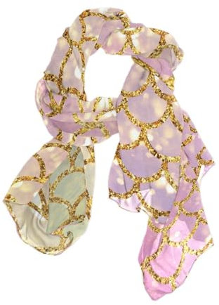 Flagge Ukraine Sonnenblume Damen Langer Schal Schal Wrap Weich Mode Leicht Chiffon Seide Schals, Fischschuppen Pink