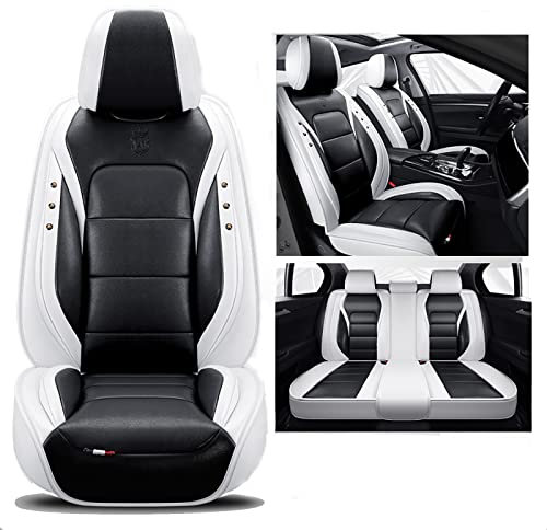 nenyan Autositzbezüge Komplett Set Universal in Premium Design | Schonbezüge für die Vordersitze & Rückbank | Auto Sitzbezüge Airbag Geeignet | Wasserdicht Sitzbezug - Schwarz Weiß Standard