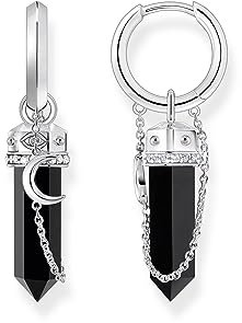 THOMAS SABO 2 Creolen mit Onyx-Anhänger und Kette Silber geschwärzt 925 Sterlingsilber, Geschwärzt CR722-641-11