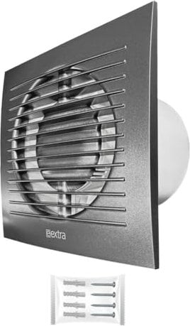 H&C VENT Anthracite 4 inch 100mm Extractor Fan with Timer and humidity sensor │ Inline Exhaust Fan │For Kitchen Bathroom Shower Toilet Wall Ceiling Window Kit │ Silent Humidistat centrifugal fume fan